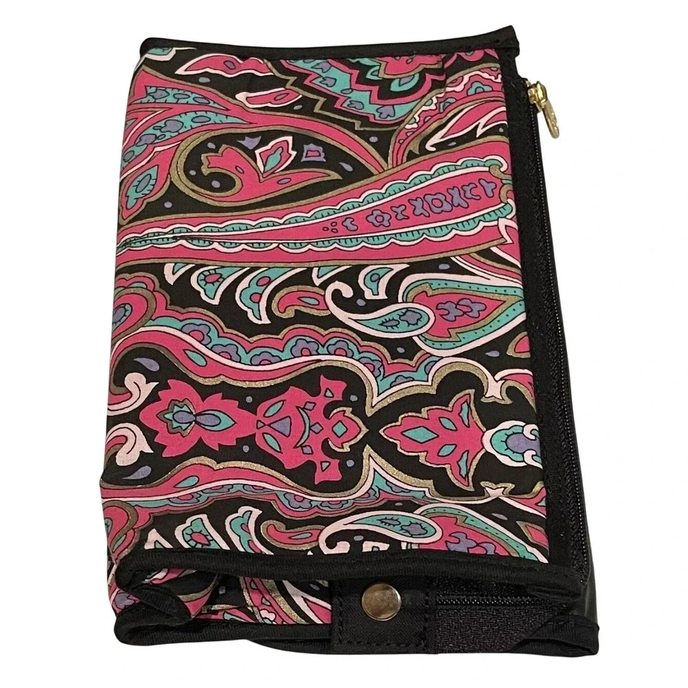 Mary Kay Pink Teal Paisley Cosmetic Bag Travel Makeup Organizer Mirror Travel